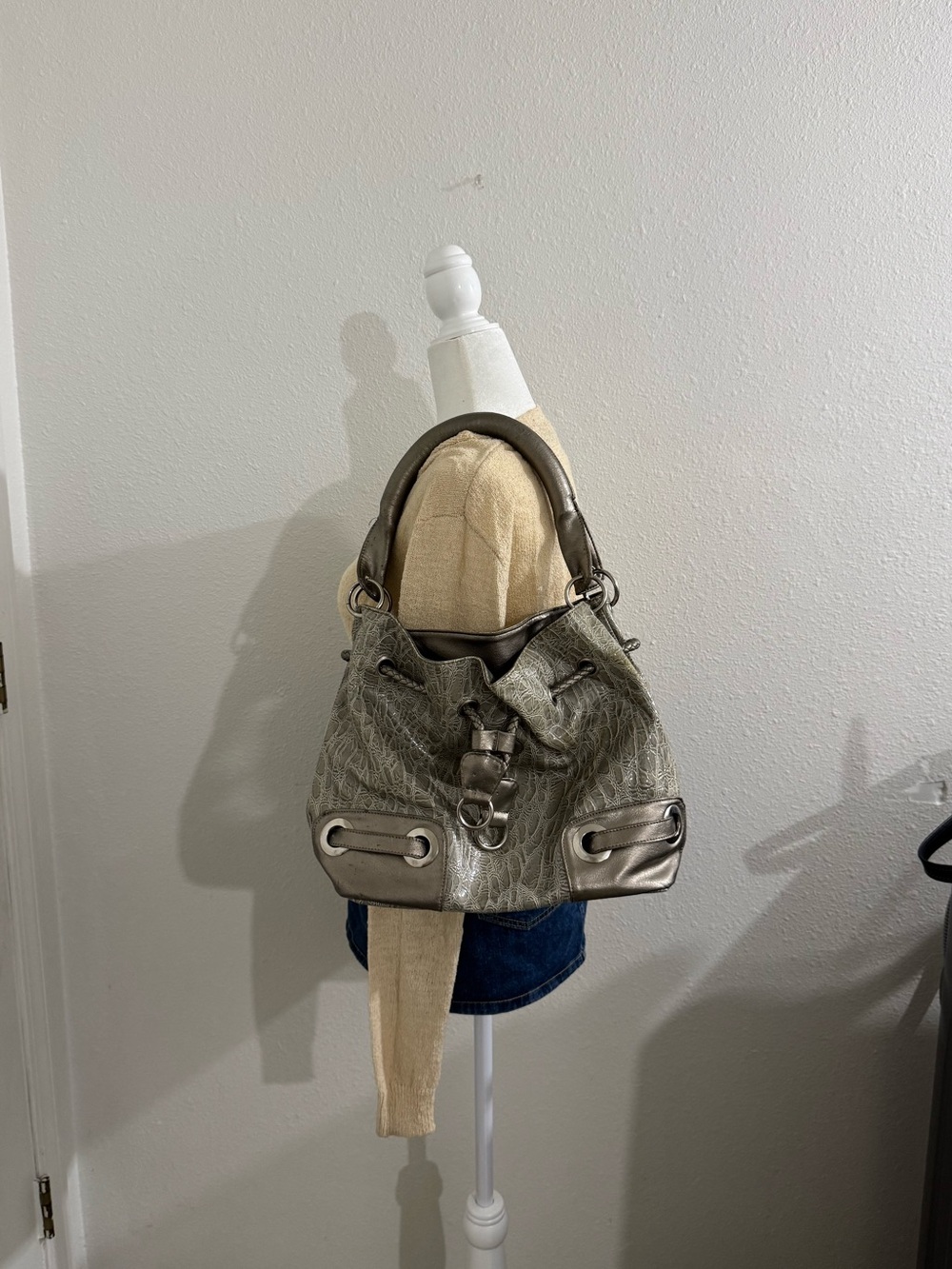 Croc print shoulder purse